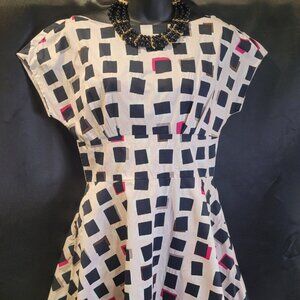 Kate Spade Abstract Sweets Fit & Flare Dress Size 4 | Black & Pink Print